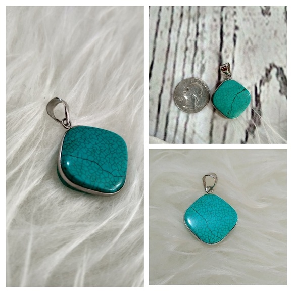 Kingman Turquoise Sterling Silver Pendant - Picture 3 of 12